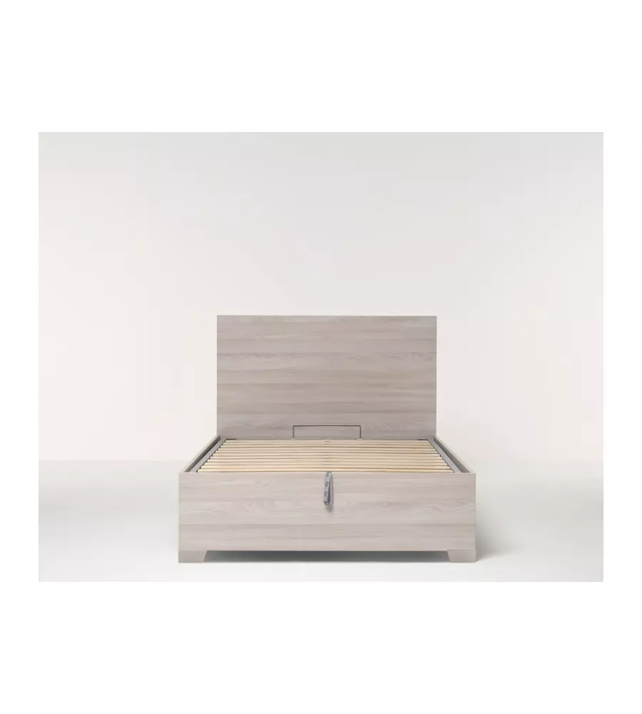 LETTO PIAZZA E MEZZA CONTENITORE CON PIEDINI "HI BOX" OLMO NATURALE 120X190 CM